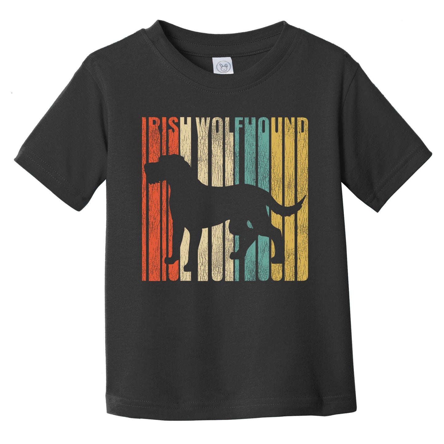 Retro Irish Wolfhound Dog Silhouette Cracked Distressed Infant Toddler T-Shirt