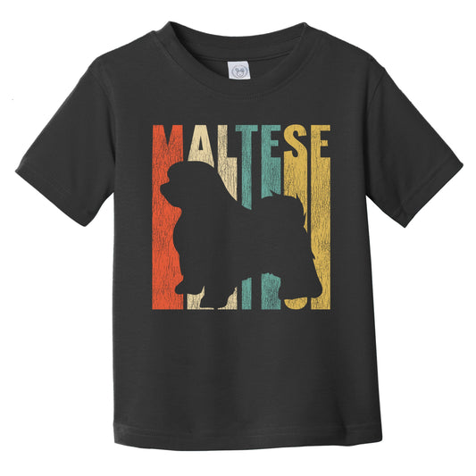 Retro Lhasa Apso Dog Silhouette Cracked Distressed Infant Toddler T-Shirt