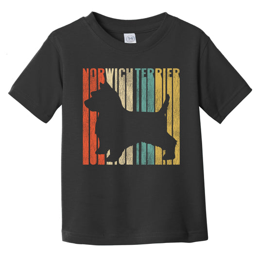 Retro Norwegian Elkhound Dog Silhouette Cracked Distressed Infant Toddler T-Shirt