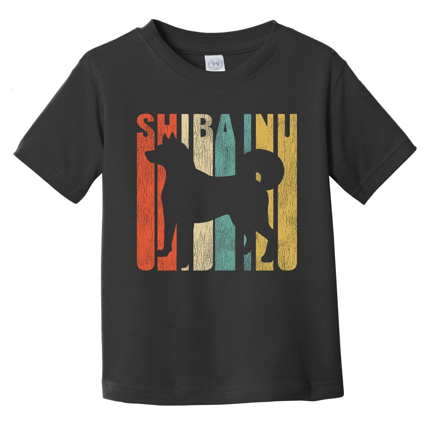 Retro Shiba Inu Dog Silhouette Cracked Distressed Infant Toddler T-Shirt