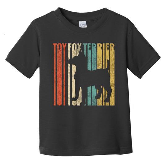 Retro Toy Fox Terrier Dog Silhouette Cracked Distressed Infant Toddler T-Shirt