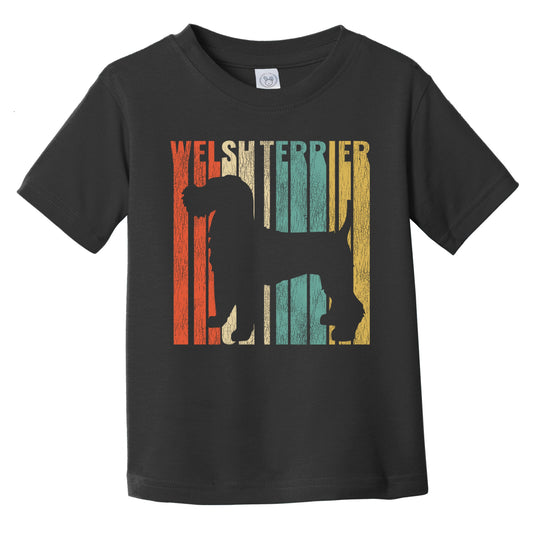 Retro Welsh Terrier Dog Silhouette Cracked Distressed Infant Toddler T-Shirt