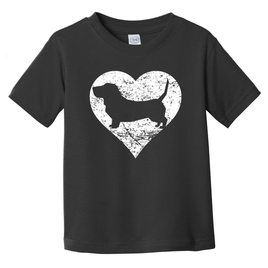 Distressed Basset Hound Heart Dog Owner Graphic Infant Toddler T-Shirt