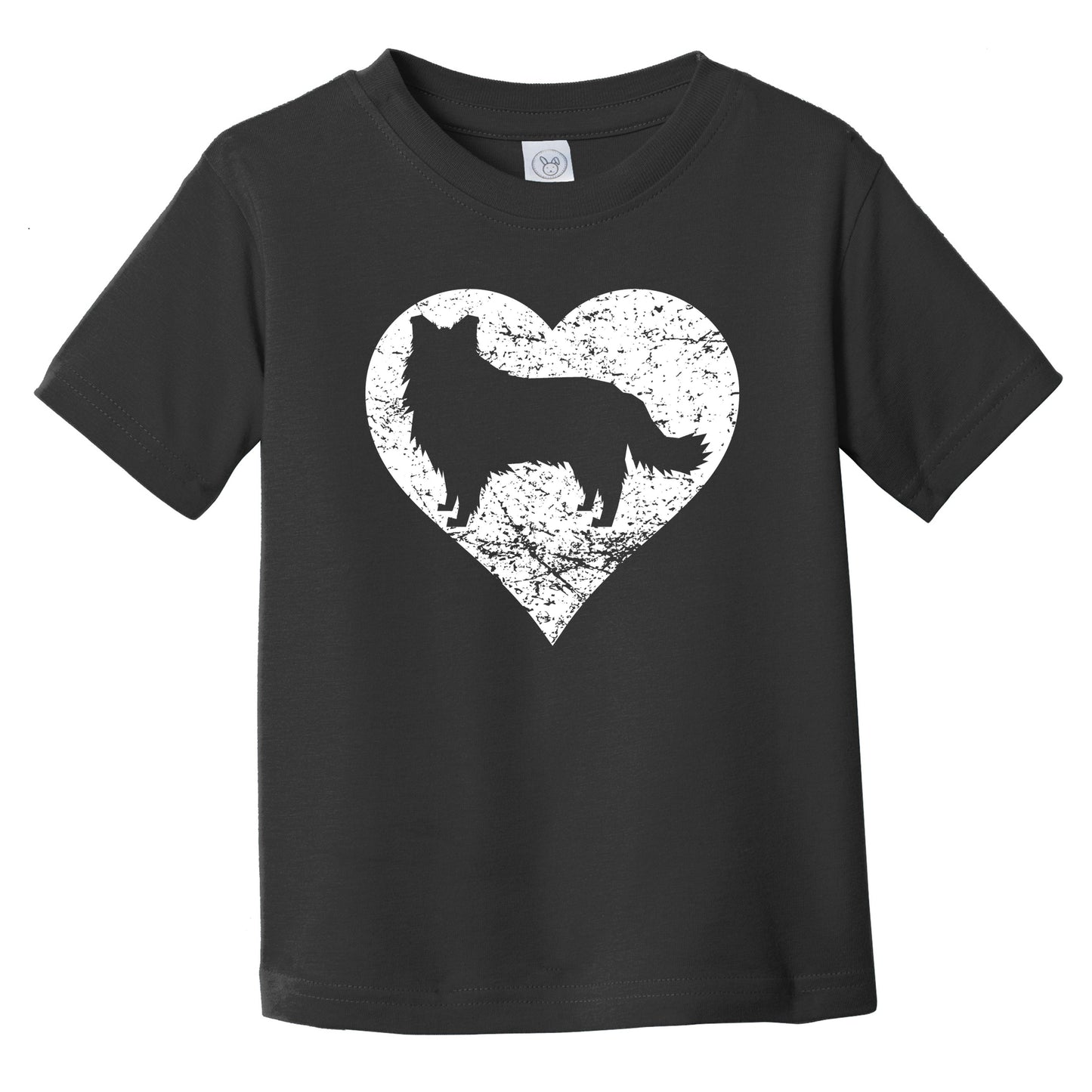 Distressed Border Collie Heart Dog Owner Graphic Infant Toddler T-Shirt