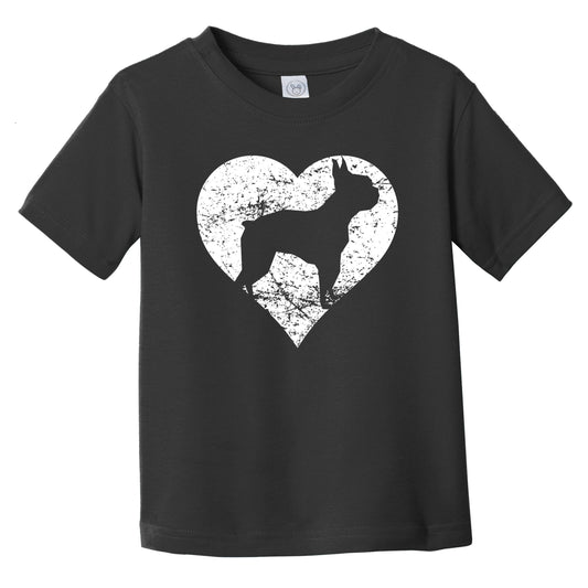 Distressed Boston Terrier Heart Dog Owner Graphic Infant Toddler T-Shirt