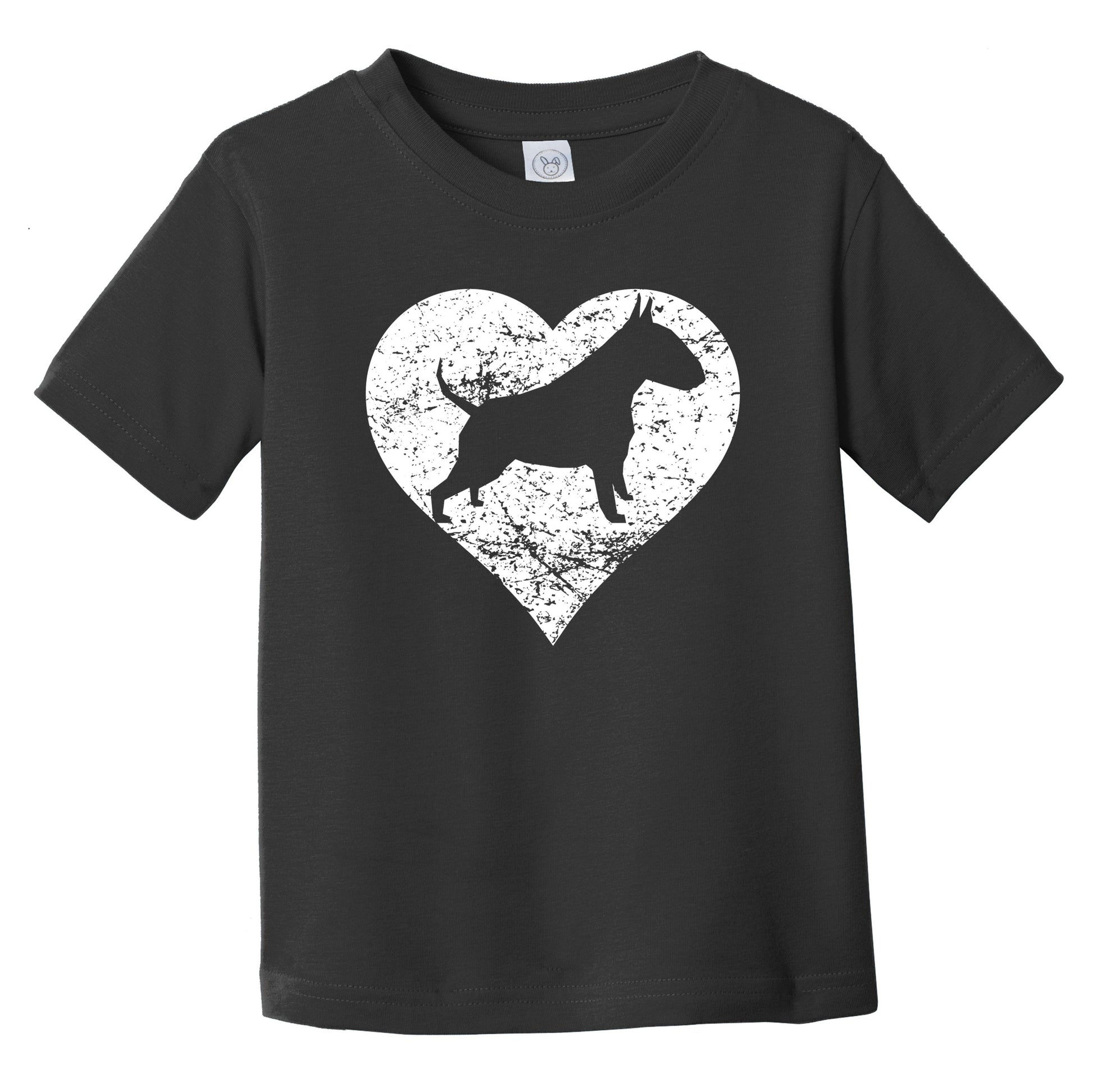 Distressed Bull Terrier Heart Dog Owner Graphic Infant Toddler T-Shirt
