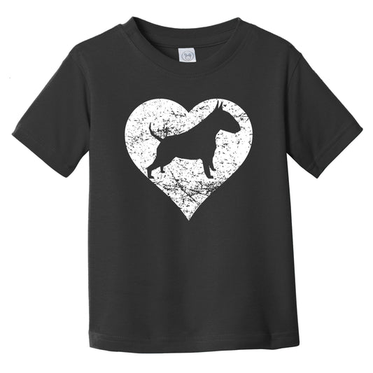 Distressed Bull Terrier Heart Dog Owner Graphic Infant Toddler T-Shirt