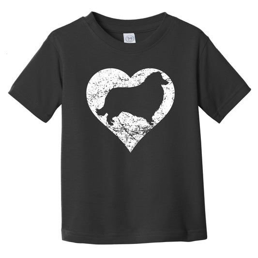 Distressed Collie Heart Dog Owner Graphic Infant Toddler T-Shirt
