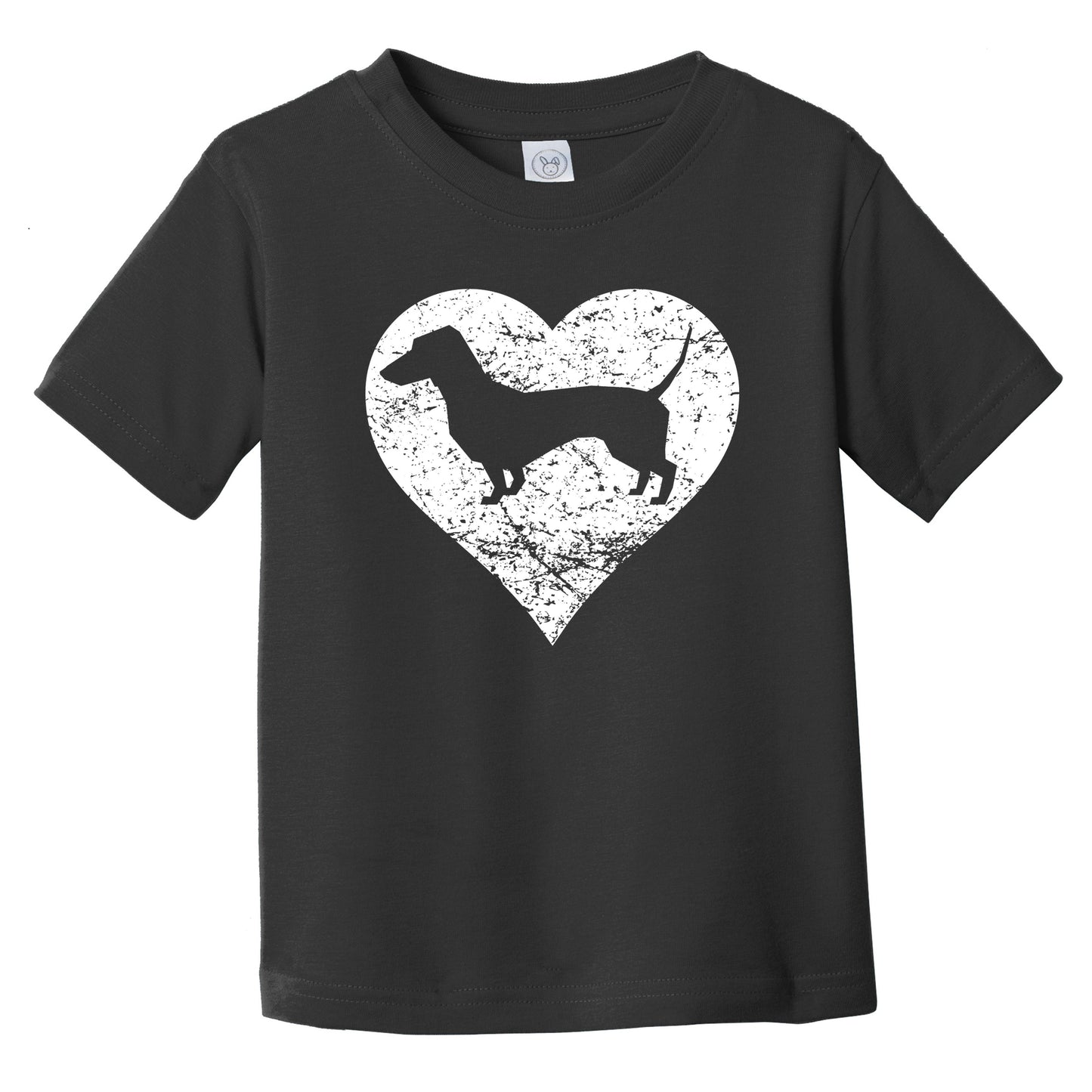 Distressed Dachshund Heart Dog Owner Graphic Infant Toddler T-Shirt