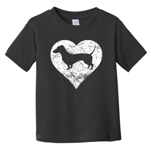 Distressed Dachshund Heart Dog Owner Graphic Infant Toddler T-Shirt