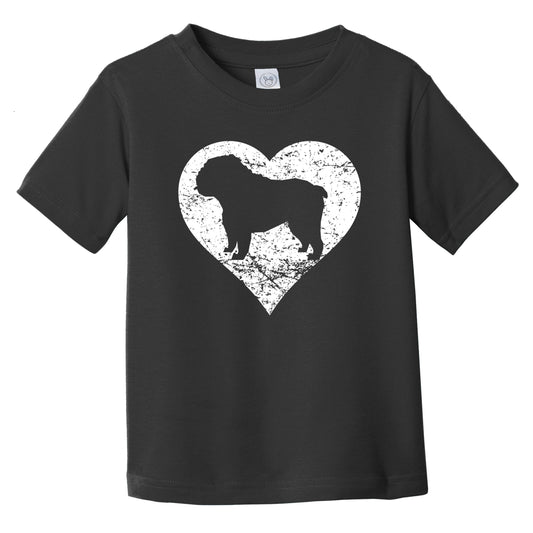 Distressed English Bulldog Heart Dog Owner Graphic Infant Toddler T-Shirt