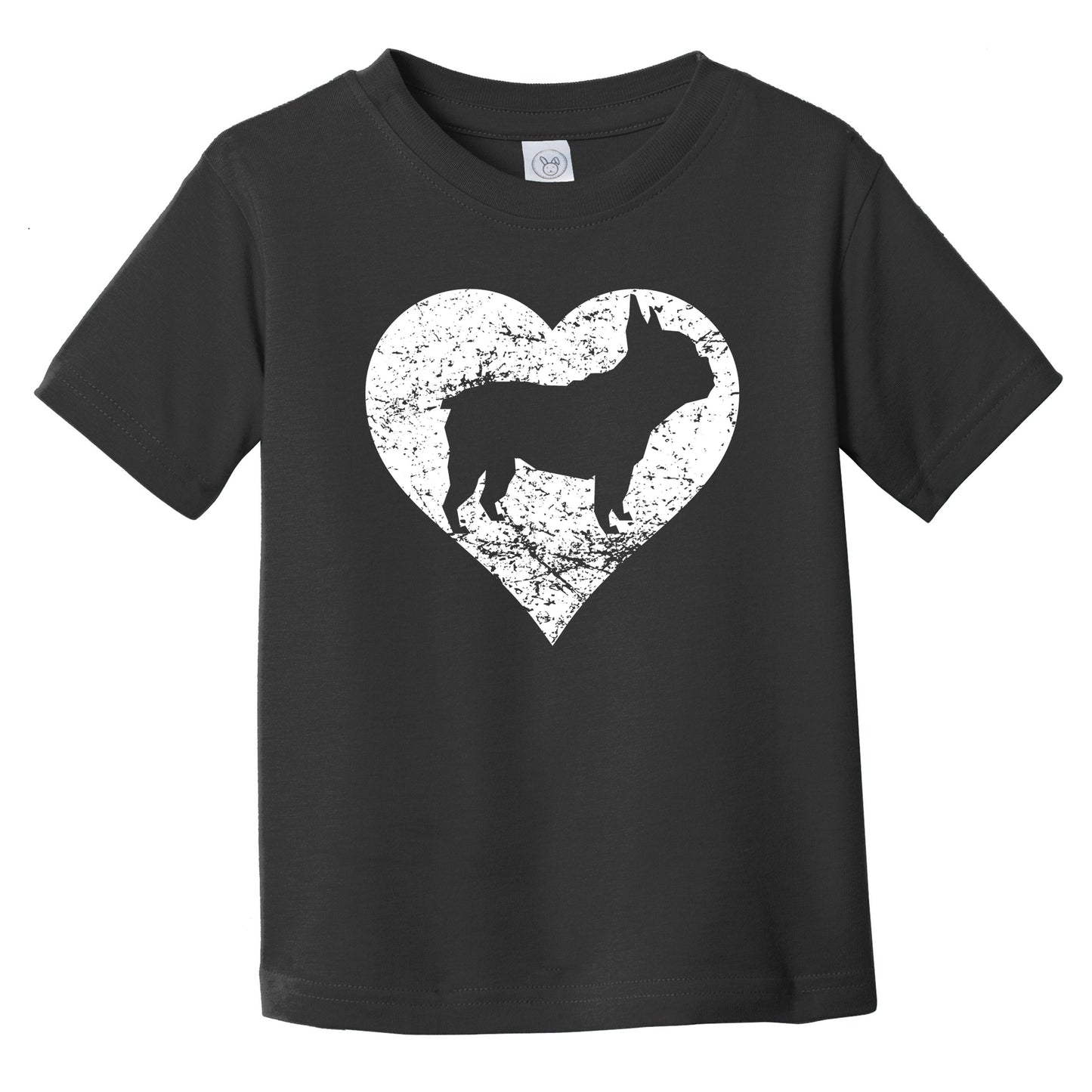 Distressed French Bulldog Heart Dog Owner Graphic Infant Toddler T-Shirt