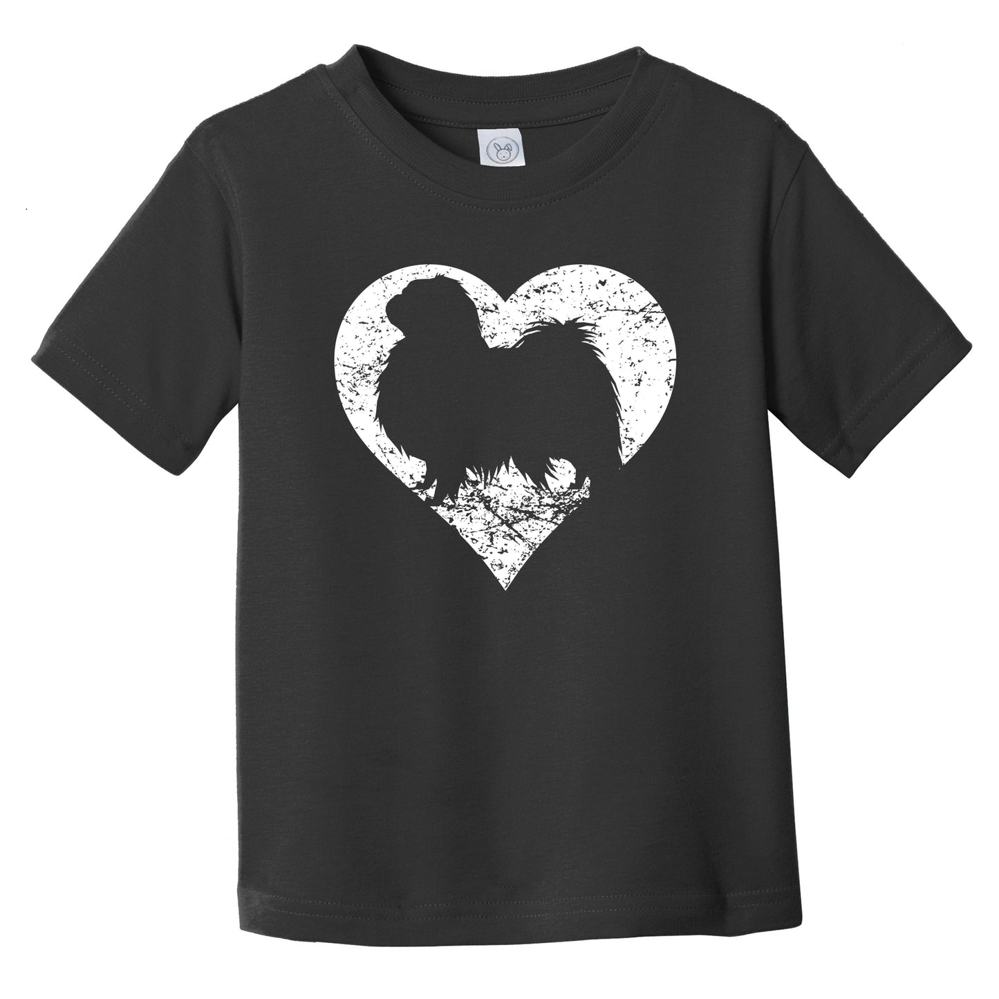 Distressed Japanese Chin Heart Dog Owner Graphic Infant Toddler T-Shirt