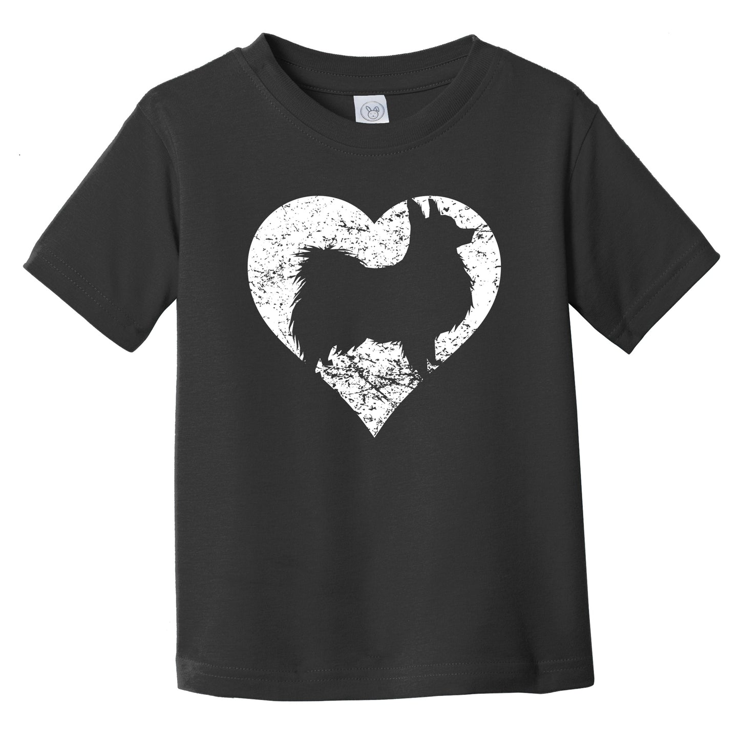 Distressed Papillon Heart Dog Owner Graphic Infant Toddler T-Shirt