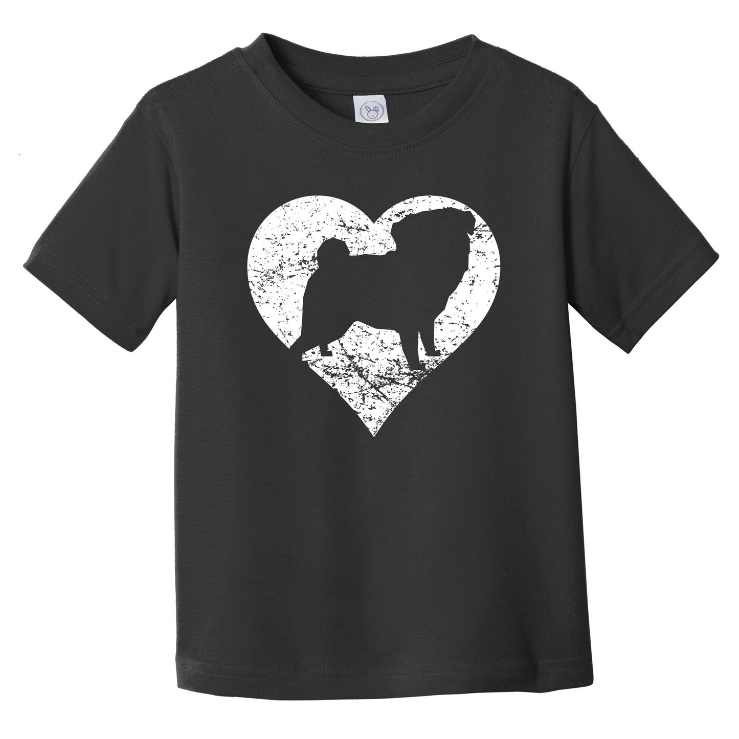 Distressed Pug Heart Dog Owner Graphic Infant Toddler T-Shirt