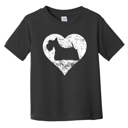 Distressed Scottish Terrier Heart Dog Owner Graphic Infant Toddler T-Shirt