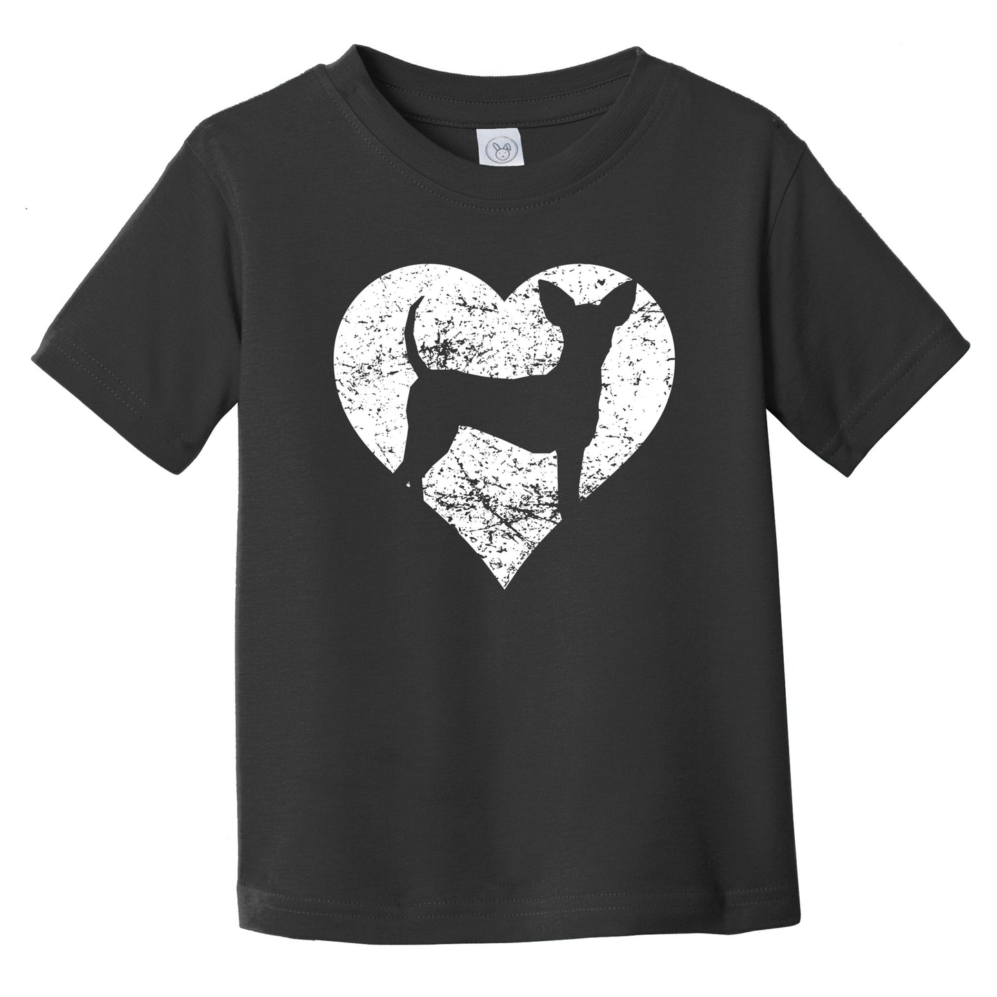 Distressed Toy Fox Terrier Heart Dog Owner Graphic Infant Toddler T-Shirt