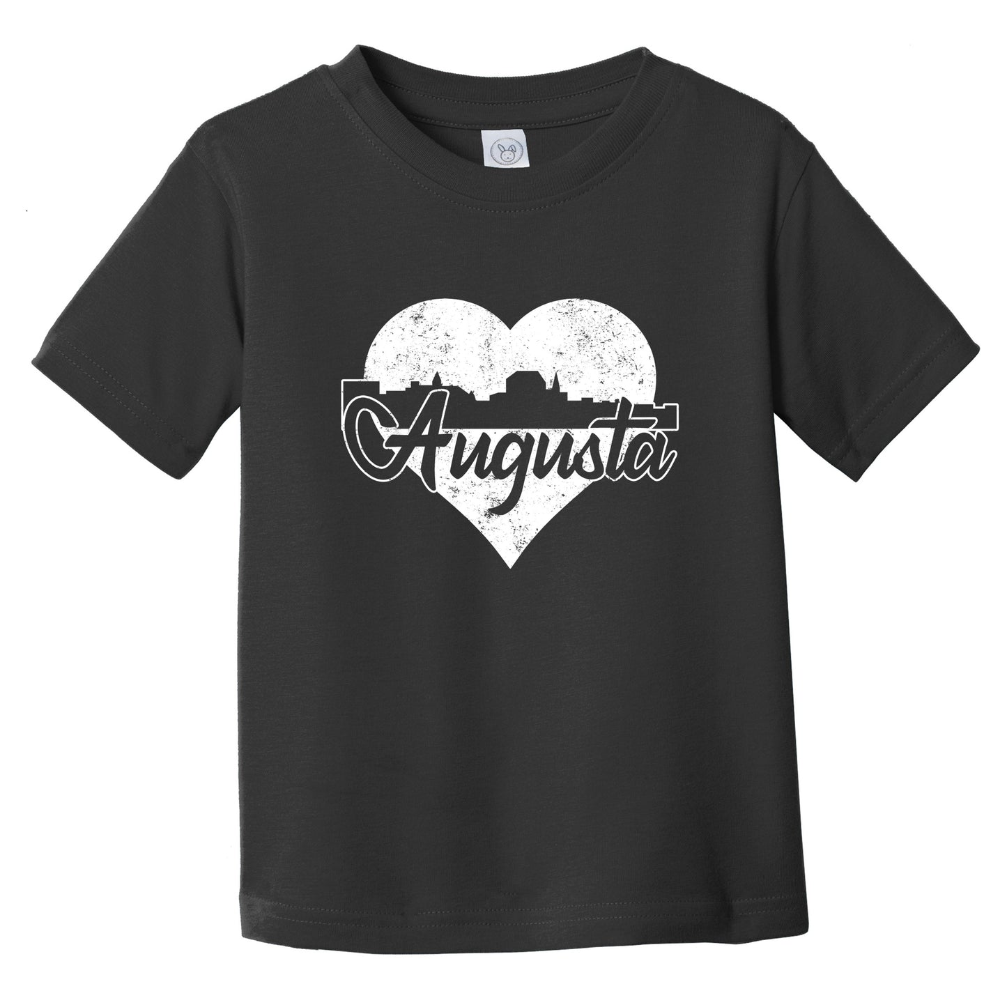 Retro Augusta Maine Skyline Heart Distressed Infant Toddler T-Shirt