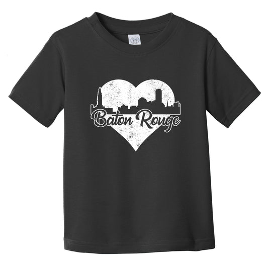 Retro Baton Rouge Louisiana Skyline Heart Distressed Infant Toddler T-Shirt