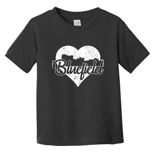 Retro Bluefield West Virginia Skyline Heart Distressed Infant Toddler T-Shirt