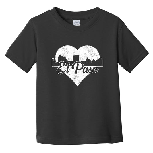 Retro El Paso Texas Skyline Heart Distressed Infant Toddler T-Shirt