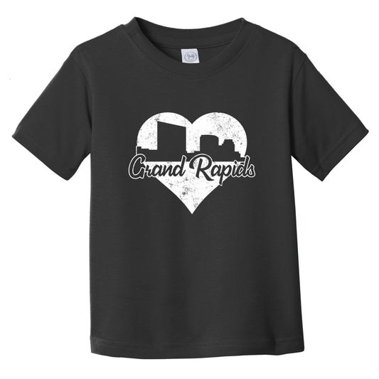 Retro Grand Rapids Michigan Skyline Heart Distressed Infant Toddler T-Shirt