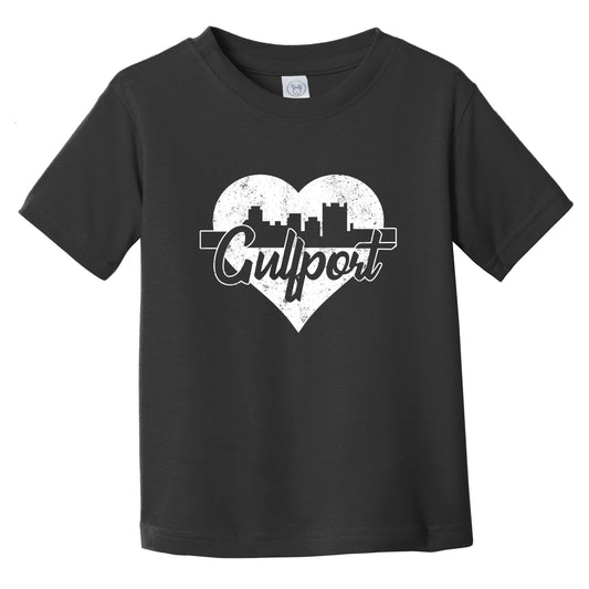 Retro Gulfport Mississippi Skyline Heart Distressed Infant Toddler T-Shirt