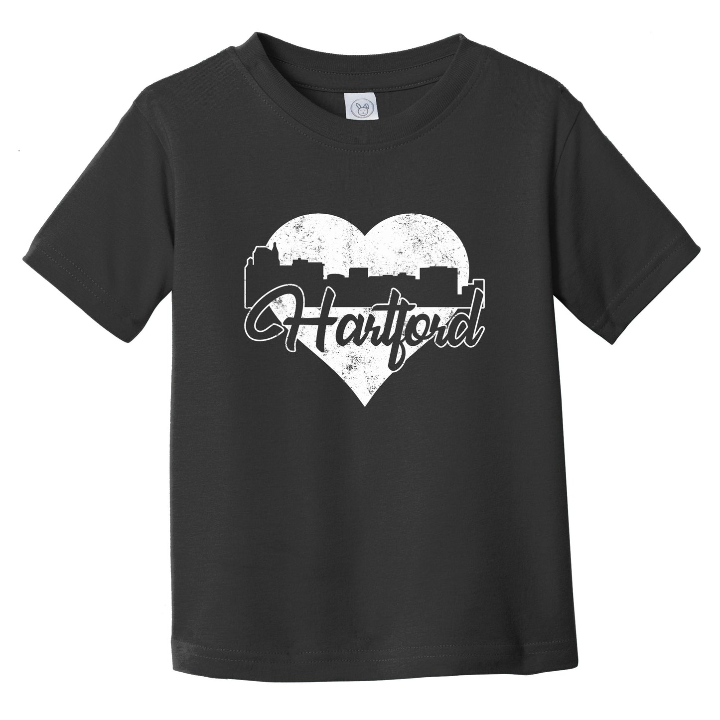 Retro Hartford Connecticut Skyline Heart Distressed Infant Toddler T-Shirt