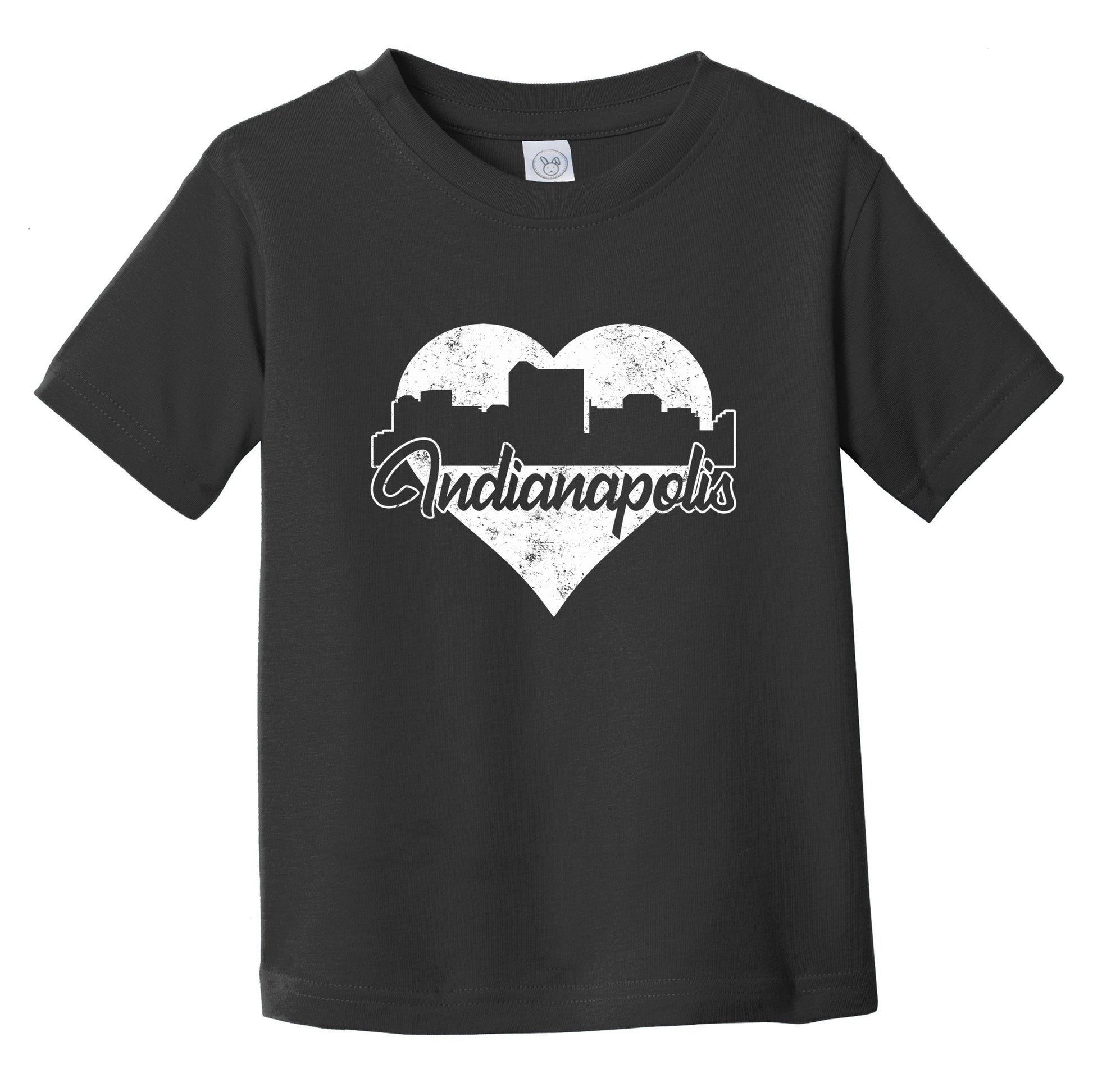 Retro Indianapolis Indiana Skyline Heart Distressed Infant Toddler T-Shirt