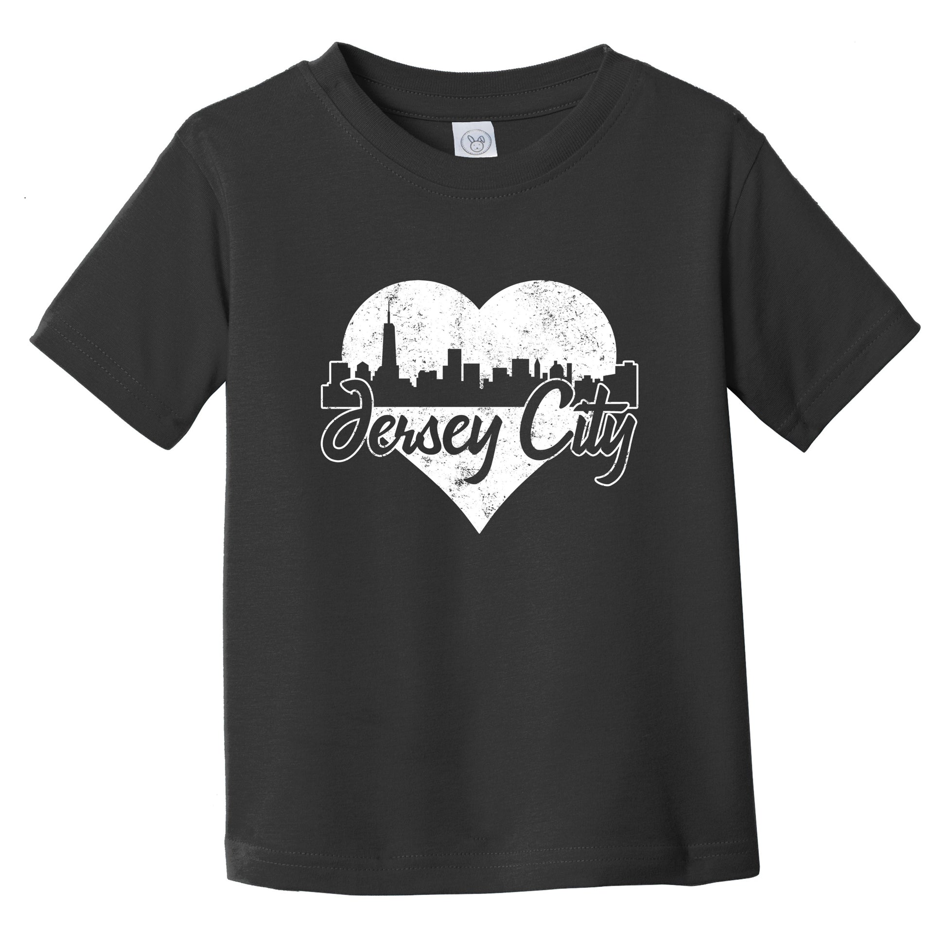 Retro Jersey City New Jersey Skyline Heart Distressed Infant Toddler T-Shirt