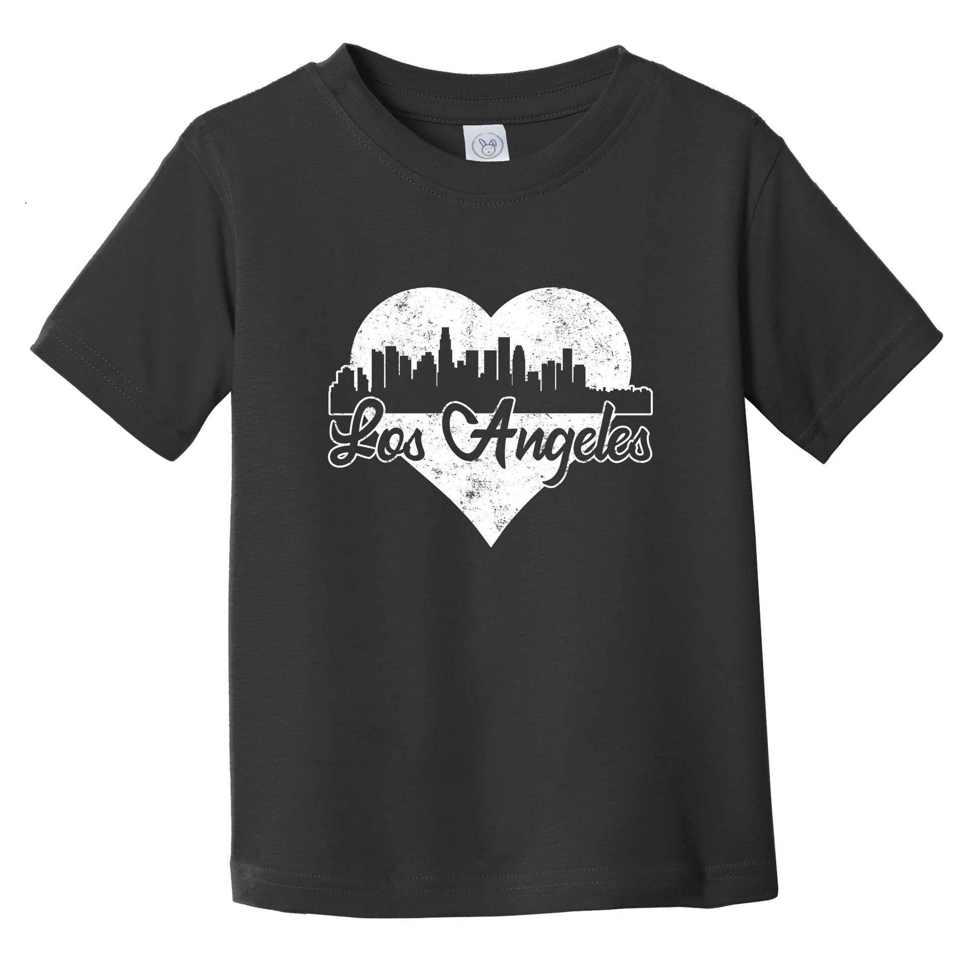Retro Los Angeles California Skyline Heart Distressed Infant Toddler T-Shirt