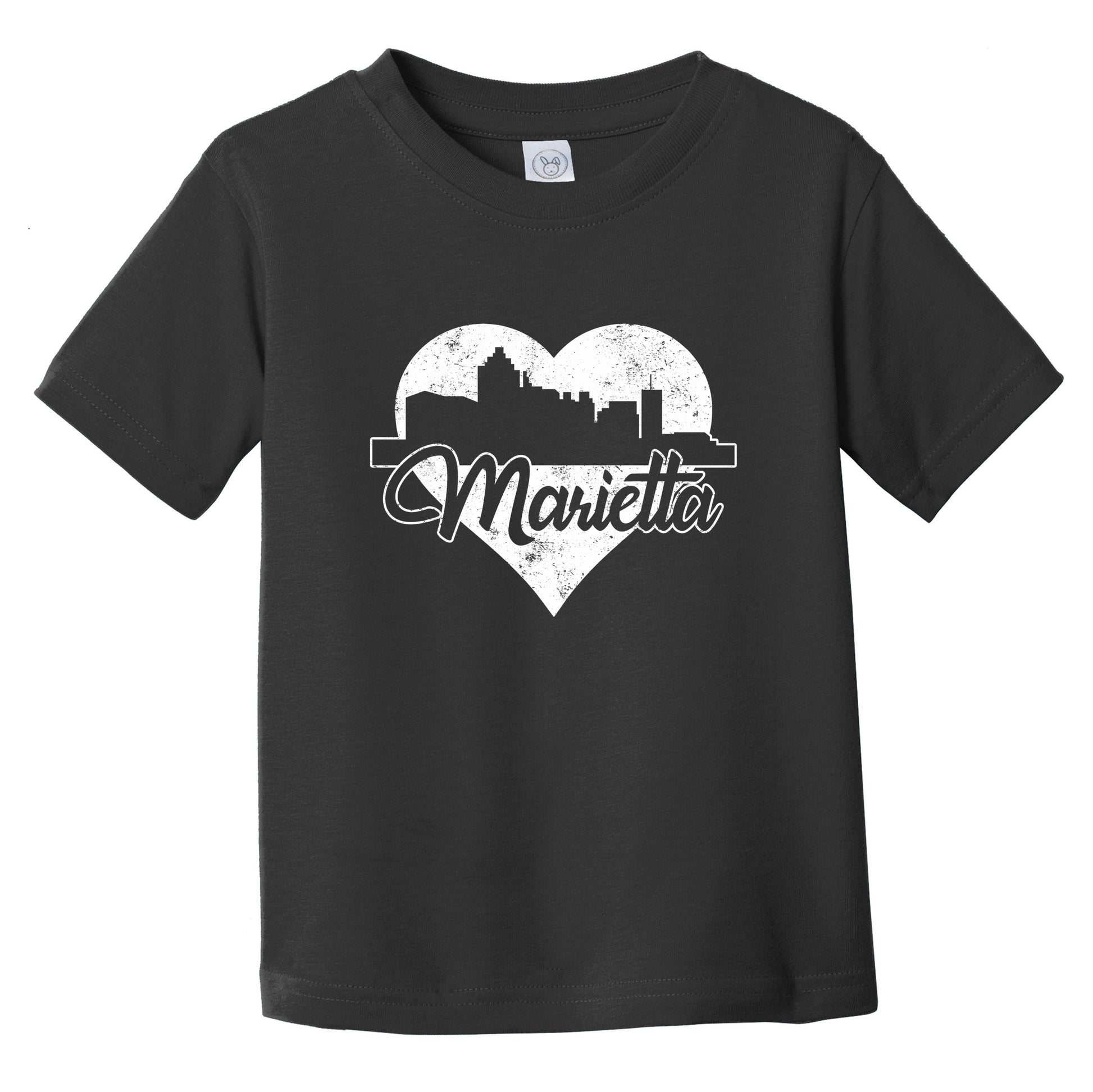Retro Marietta Georgia Skyline Heart Distressed Infant Toddler T-Shirt