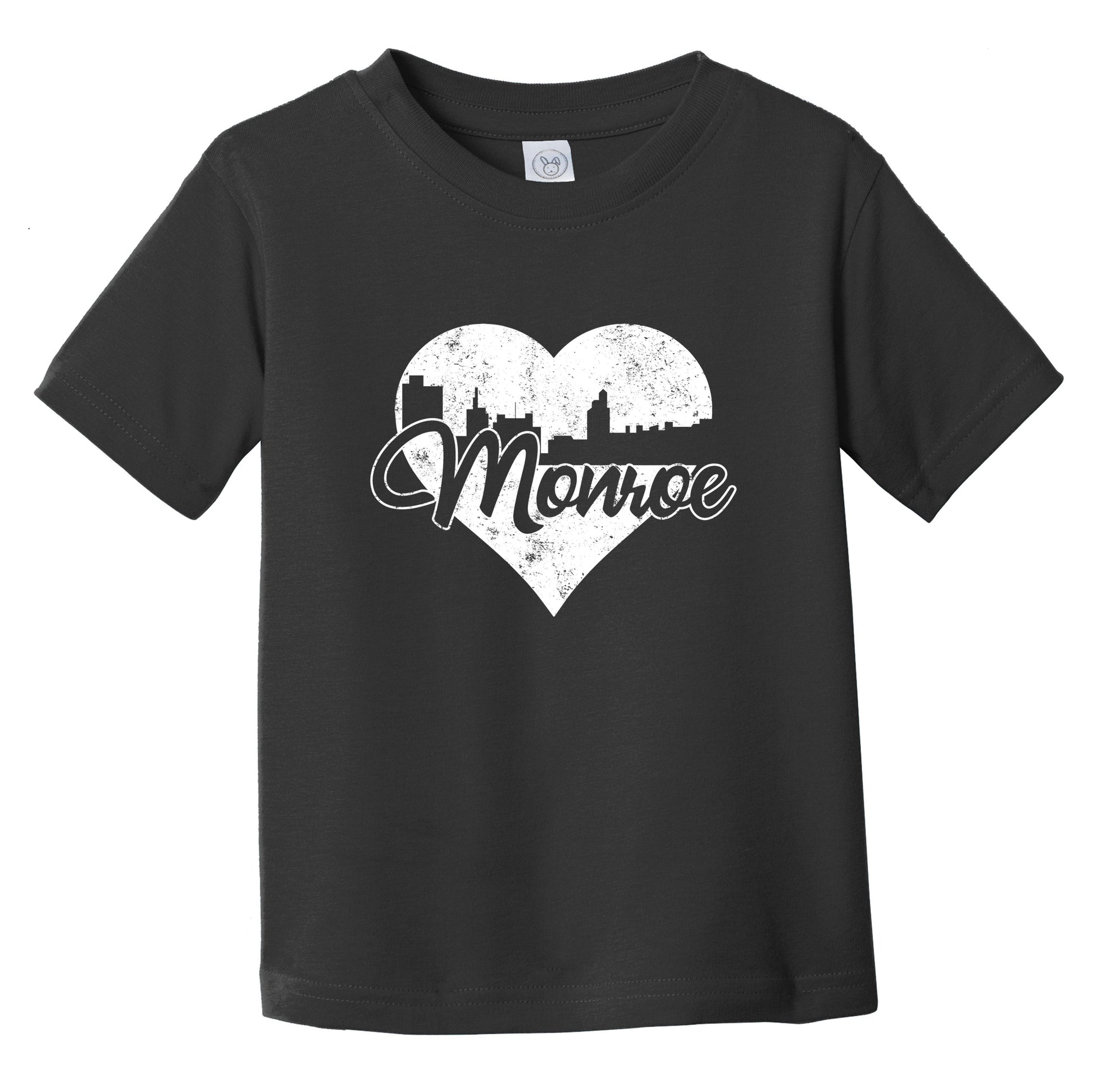 Retro Monroe Louisiana Skyline Heart Distressed Infant Toddler T-Shirt
