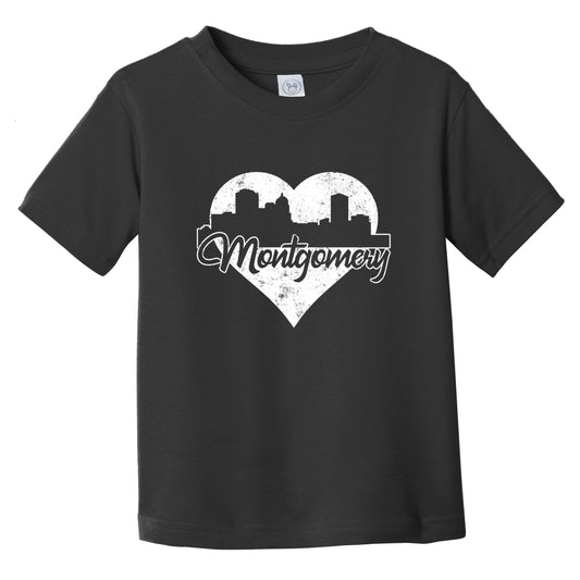 Retro Montgomery Alabama Skyline Heart Distressed Infant Toddler T-Shirt