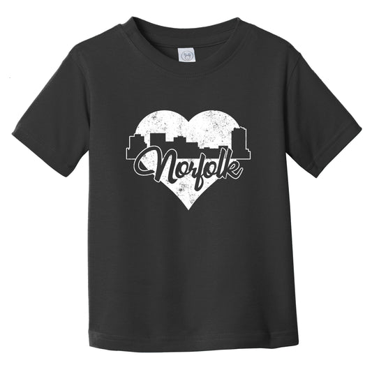 Retro Norfolk Virginia Skyline Heart Distressed Infant Toddler T-Shirt