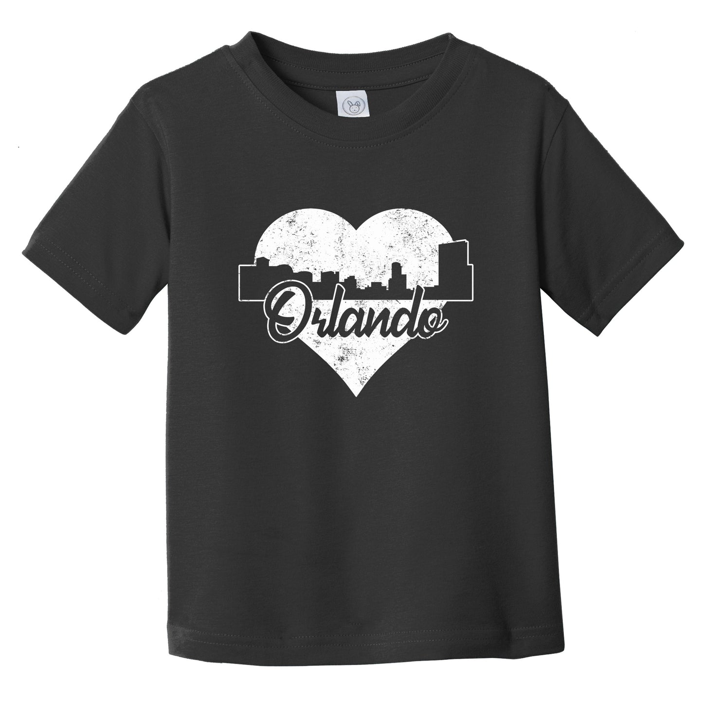 Retro Orlando Florida Skyline Heart Distressed Infant Toddler T-Shirt