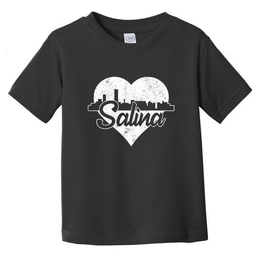 Retro Salina Kansas Skyline Heart Distressed Infant Toddler T-Shirt