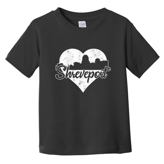 Retro Shreveport Louisiana Skyline Heart Distressed Infant Toddler T-Shirt