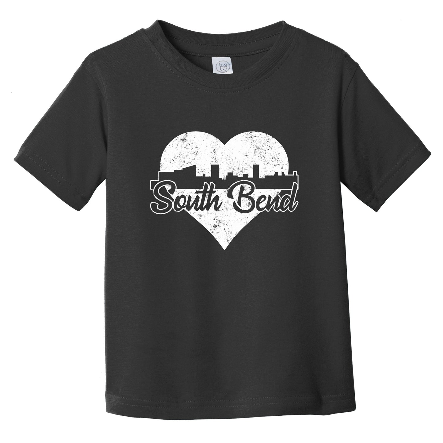 Retro South Bend Indiana Skyline Heart Distressed Infant Toddler T-Shirt