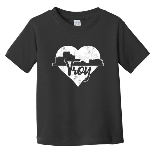 Retro Troy Michigan Skyline Heart Distressed Infant Toddler T-Shirt