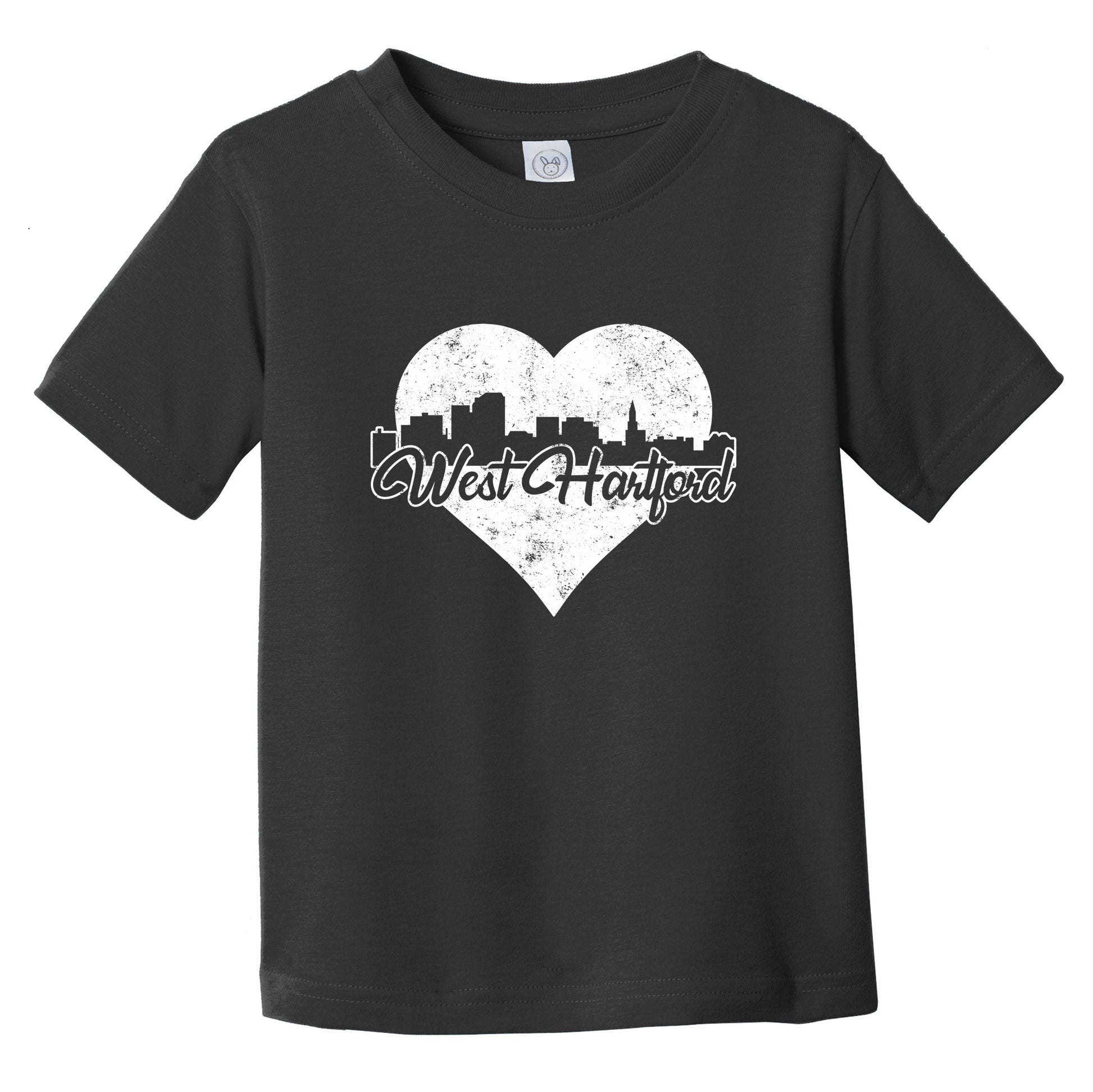 Retro West Hartford Connecticut Skyline Heart Distressed Infant Toddler T-Shirt