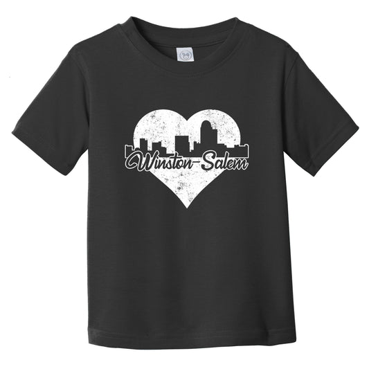 Retro Winston-Salem North Carolina Skyline Heart Distressed Infant Toddler T-Shirt