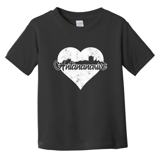 Retro Antananarivo Madagascar Skyline Heart Distressed Infant Toddler T-Shirt