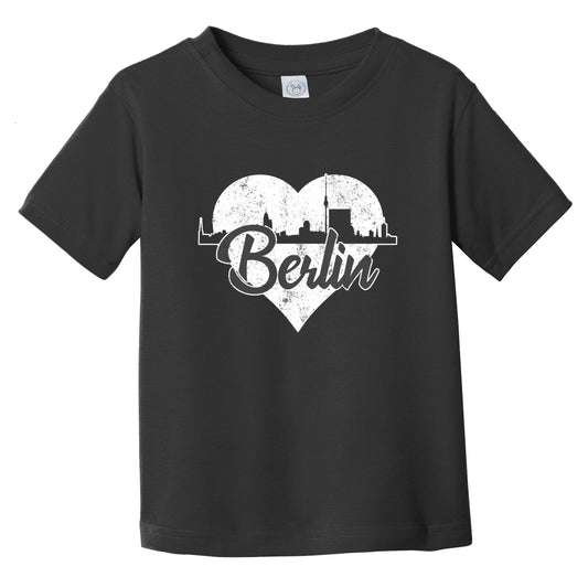 Retro Berlin Germany Skyline Heart Distressed Infant Toddler T-Shirt