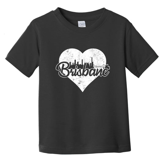 Retro Brisbane Australia Skyline Heart Distressed Infant Toddler T-Shirt