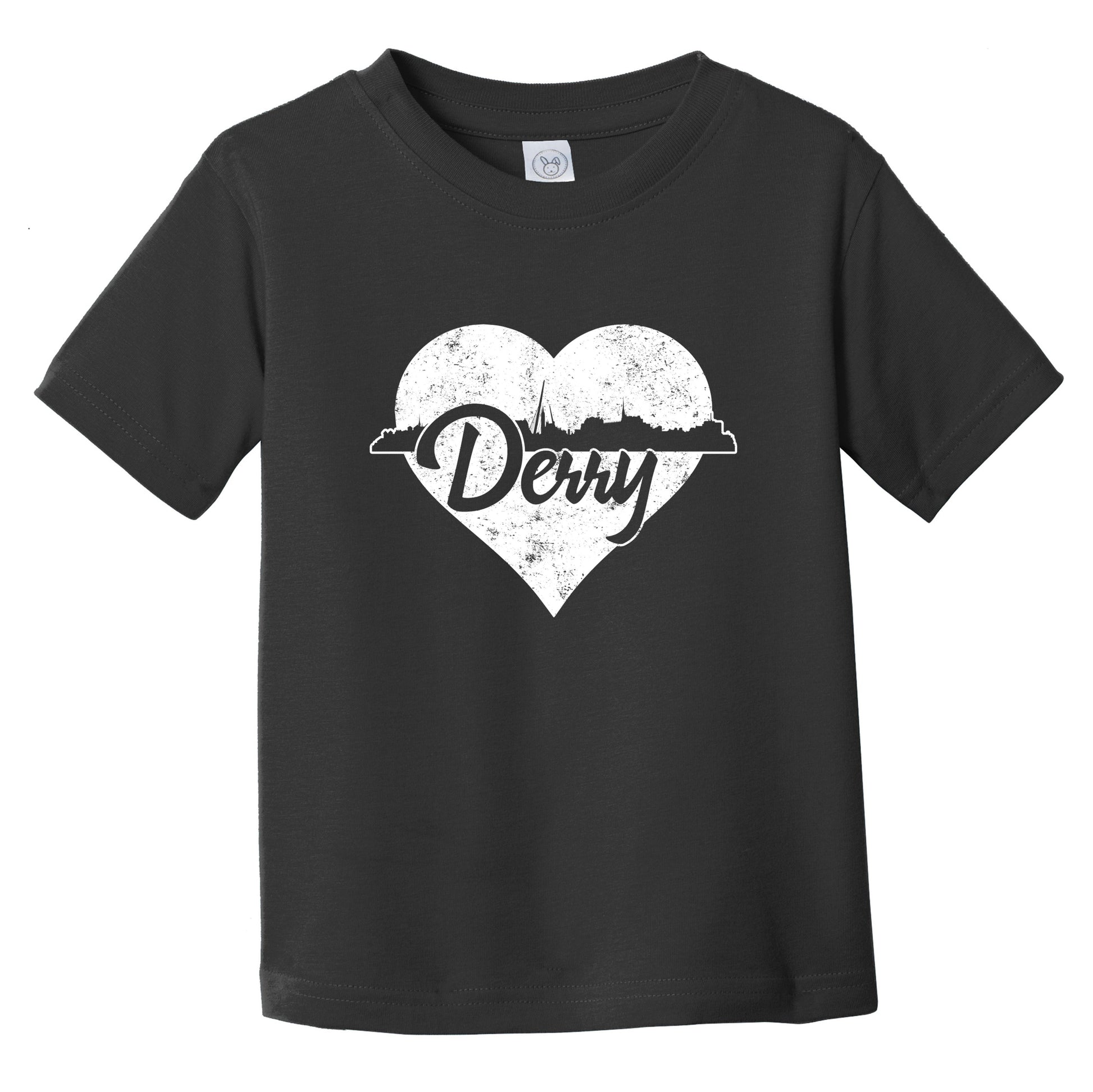 Retro Derry Northern Ireland Skyline Heart Distressed Infant Toddler T-Shirt