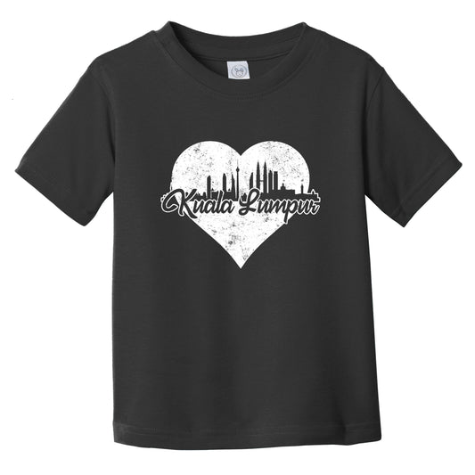 Retro Kuala Lumpur Malaysia Skyline Heart Distressed Infant Toddler T-Shirt