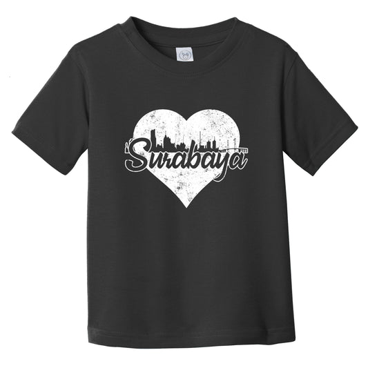 Retro Surabaya Indonesia Skyline Heart Distressed Infant Toddler T-Shirt