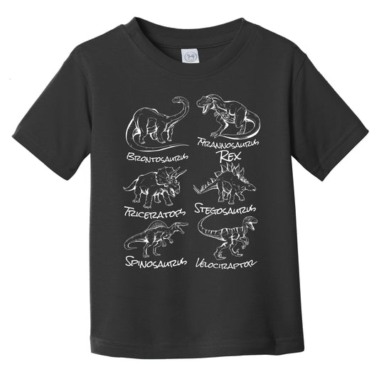 Types of Dinosaurs Sketch Cool Prehistoric Animal Dinosaur Infant Toddler T-Shirt