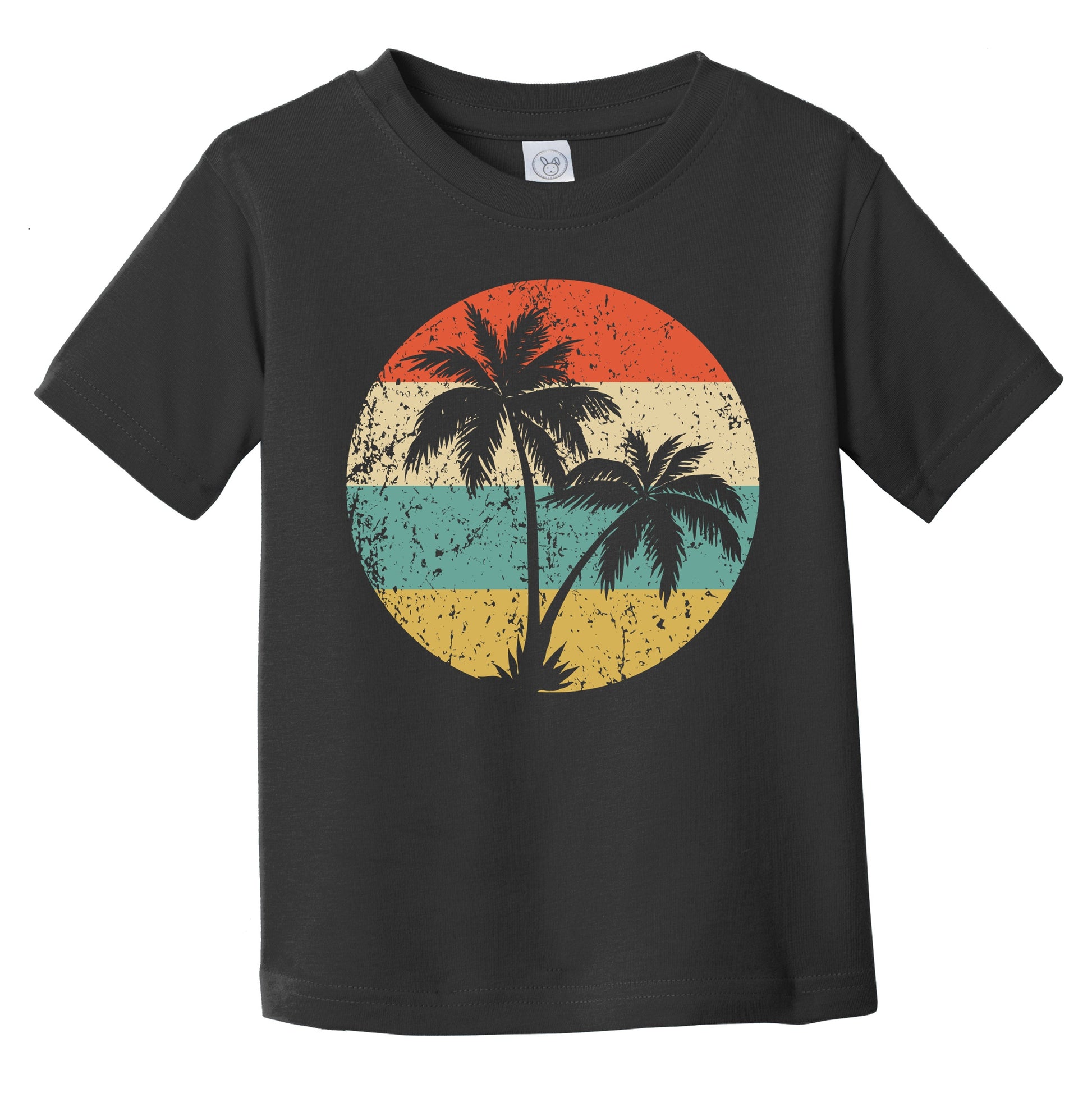 Tropical Beach Vacation Retro Palm Trees Icon Infant Toddler T-Shirt